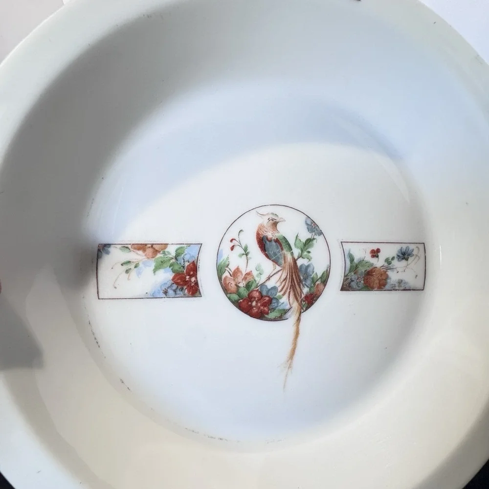 Fraunfelter Royal Rochester  1930's Golden Pheasant Pie Plate & Stand